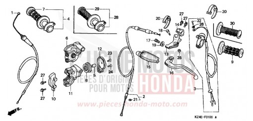LEVIER DE GUIDON/COMMUTATEUR CABLE CR125R1 de 2001